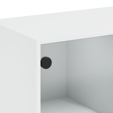 vidaXL Τραπεζάκι Σαλονιού Λευκό 102x50x42cm με Γυάλινες Πόρτες 1 τεμ.