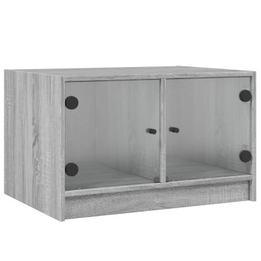 vidaXL Τραπεζάκι Σαλονιού Sonoma Γκρι 68x50x42cm με Γυάλινες Πόρτες 1 τεμ.