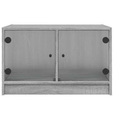 vidaXL Τραπεζάκι Σαλονιού Sonoma Γκρι 68x50x42cm με Γυάλινες Πόρτες 1 τεμ.