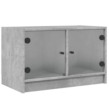 vidaXL Βοηθητικό Ντουλάπι Γκρι Σκυροδ. 68x37x42cm Γυάλινες Πόρτες