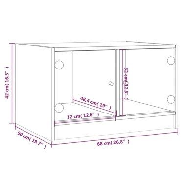 vidaXL Βοηθητικό Ντουλάπι Γκρι Σκυροδ. 68x37x42cm Γυάλινες Πόρτες