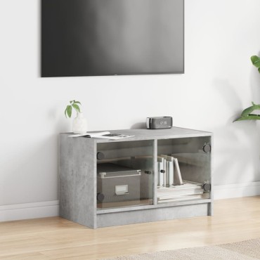 vidaXL Βοηθητικό Ντουλάπι Γκρι Σκυροδ. 68x37x42cm Γυάλινες Πόρτες