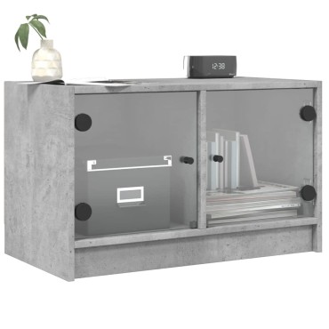 vidaXL Βοηθητικό Ντουλάπι Γκρι Σκυροδ. 68x37x42cm Γυάλινες Πόρτες