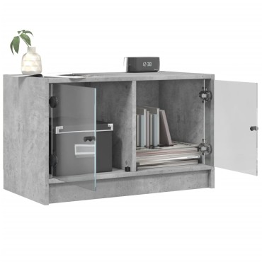 vidaXL Βοηθητικό Ντουλάπι Γκρι Σκυροδ. 68x37x42cm Γυάλινες Πόρτες