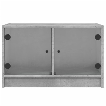 vidaXL Βοηθητικό Ντουλάπι Γκρι Σκυροδ. 68x37x42cm Γυάλινες Πόρτες