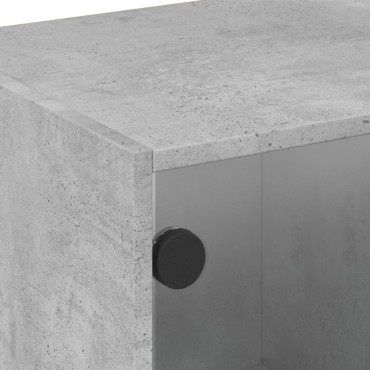 vidaXL Βοηθητικό Ντουλάπι Γκρι Σκυροδ. 68x37x42cm Γυάλινες Πόρτες
