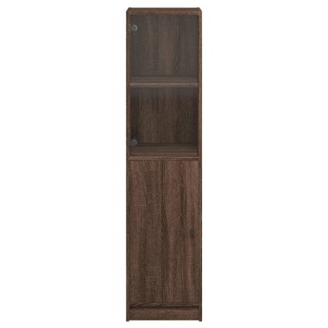 vidaXL Ντουλάπι Καφέ Δρυς 35x37x142cm με Γυάλινη Πόρτα 1 τεμ.