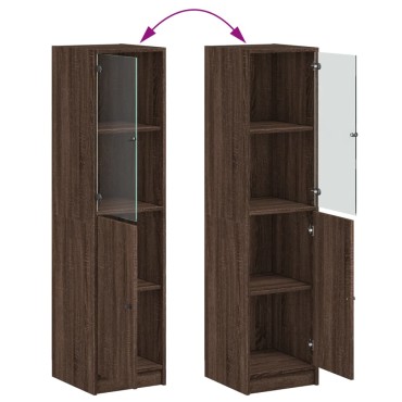 vidaXL Ντουλάπι Καφέ Δρυς 35x37x142cm με Γυάλινη Πόρτα 1 τεμ.