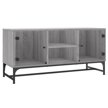 vidaXL Έπιπλο Τηλεόρασης Sonoma Γκρι 102x37x50 εκ. με Γυάλινες Πόρτες