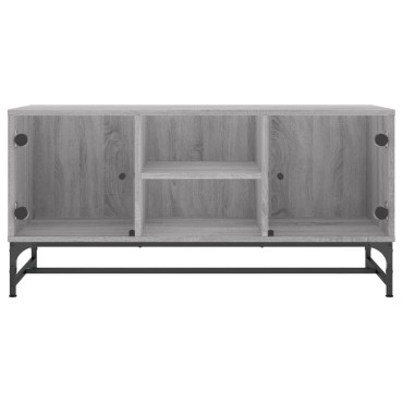 vidaXL Έπιπλο Τηλεόρασης Sonoma Γκρι 102x37x50cm με Γυάλινες Πόρτες