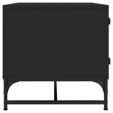 vidaXL Τραπεζάκι Σαλονιού Μαύρο 68,5x50x50cm με Γυάλινες Πόρτες 1 τεμ.