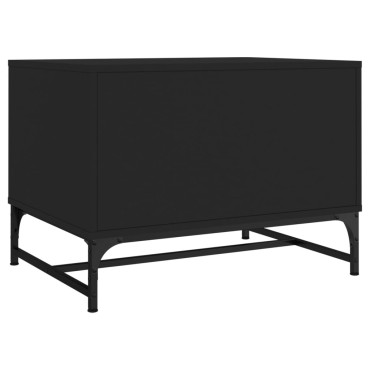 vidaXL Τραπεζάκι Σαλονιού Μαύρο 68,5x50x50cm με Γυάλινες Πόρτες 1 τεμ.
