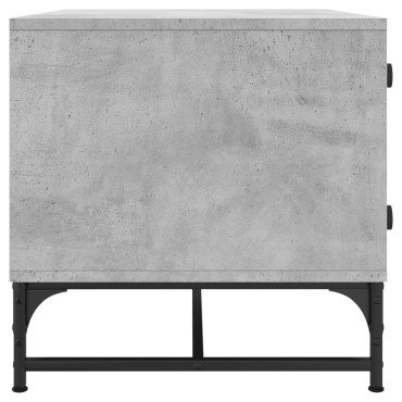 vidaXL Τραπεζάκι Σαλονιού Γκρι Σκυροδ. 68,5x50x50cm Γυάλινες Πόρτες 1 τεμ.