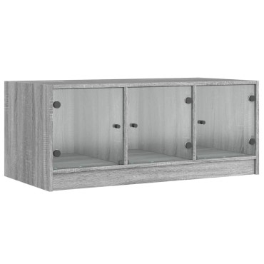 vidaXL Τραπεζάκι Σαλονιού Sonoma Γκρι 102x50x42cm με Γυάλινες Πόρτες 1 τεμ.