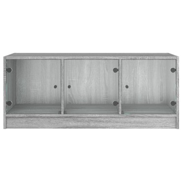 vidaXL Τραπεζάκι Σαλονιού Sonoma Γκρι 102x50x42cm με Γυάλινες Πόρτες 1 τεμ.
