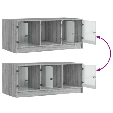 vidaXL Τραπεζάκι Σαλονιού Sonoma Γκρι 102x50x42cm με Γυάλινες Πόρτες 1 τεμ.