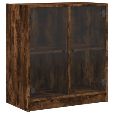 vidaXL Βοηθητικό Ντουλάπι Καπνιστή Δρυς 68x37x75,5cm Γυάλινες Πόρτες 1 τεμ.