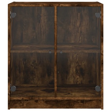 vidaXL Βοηθητικό Ντουλάπι Καπνιστή Δρυς 68x37x75,5cm Γυάλινες Πόρτες 1 τεμ.
