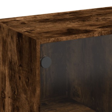 vidaXL Βοηθητικό Ντουλάπι Καπνιστή Δρυς 68x37x75,5cm Γυάλινες Πόρτες 1 τεμ.