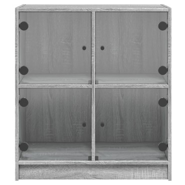 vidaXL Βοηθητικό Ντουλάπι Sonoma Γκρι 68x37x75,5cm με Γυάλινες Πόρτες 1 τεμ.