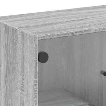 vidaXL Βοηθητικό Ντουλάπι Sonoma Γκρι 68x37x75,5cm με Γυάλινες Πόρτες 1 τεμ.