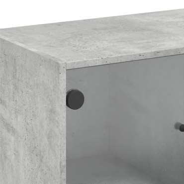 vidaXL Βοηθητικό Ντουλάπι Γκρι Σκυροδ. 68x37x75,5cm Γυάλινες Πόρτες 1 τεμ.