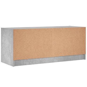 vidaXL Έπιπλο Τηλεόρασης Γκρι Σκυροδ. 102x37x42cm Γυάλινες Πόρτες