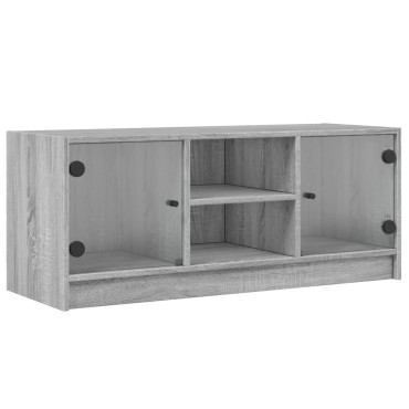 vidaXL Έπιπλο Τηλεόρασης Sonoma Γκρι 102x37x42cm με Γυάλινες Πόρτες