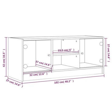 vidaXL Έπιπλο Τηλεόρασης Sonoma Γκρι 102x37x42cm με Γυάλινες Πόρτες
