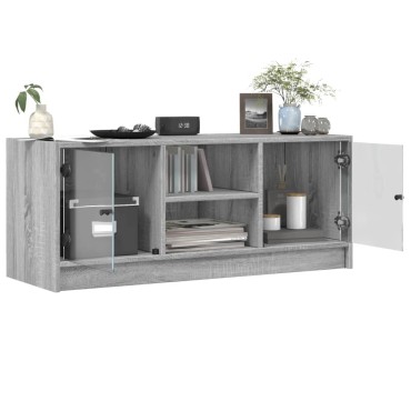 vidaXL Έπιπλο Τηλεόρασης Sonoma Γκρι 102x37x42cm με Γυάλινες Πόρτες
