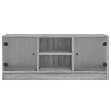 vidaXL Έπιπλο Τηλεόρασης Sonoma Γκρι 102x37x42cm με Γυάλινες Πόρτες