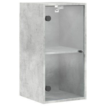 vidaXL Ντουλάπι Τοίχου Γκρι Σκυροδ. 35x37x68,5cm με Γυάλινες Πόρτες 1 τεμ.