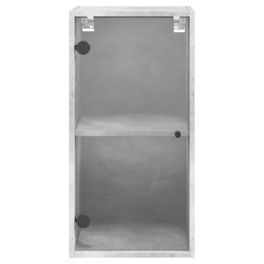 vidaXL Ντουλάπι Τοίχου Γκρι Σκυροδ. 35x37x68,5cm με Γυάλινες Πόρτες 1 τεμ.