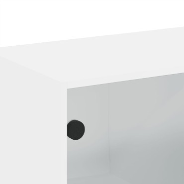 vidaXL Κομοδίνα 2 τεμ. Λευκά 68,5x37x35cm με Γυάλινες Πόρτες