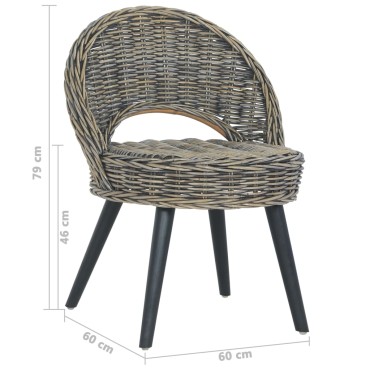 vidaXL Πολυθρόνα Μαύρη από Ρατάν Kubu 60x60x79cm 1 τεμ.