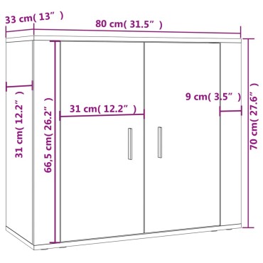 vidaXL Ντουλάπι Μαύρο από Επεξεργασμένο Ξύλο 80x33x70cm 1 τεμ.