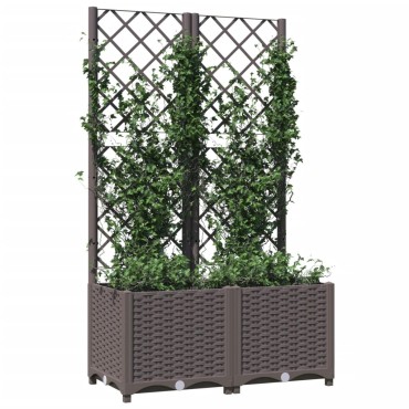 vidaXL Ζαρντινιέρα Κήπου με Καφασωτό Καφέ 80 x 40 x 136 εκ. από PP