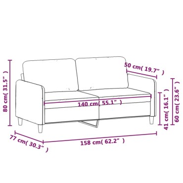 vidaXL Καναπές Διθέσιος Μαύρος Βελούδινος 158x77x80cm 1 τεμ.