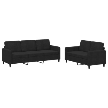 vidaXL Σετ Σαλονιού 2 τεμ. Μαύρο Βελούδινο 138x77x80cm  Διθέσιος Τριθέσιος