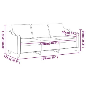vidaXL Καναπές Τριθέσιος Taupe Υφασμάτινος 198x77x80cm 1 τεμ.