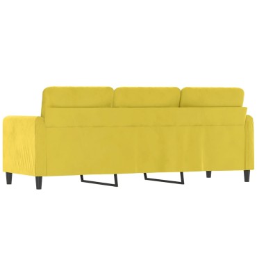 vidaXL Καναπές Τριθέσιος Κίτρινο Βελούδινος 198x77x80cm 1 τεμ.