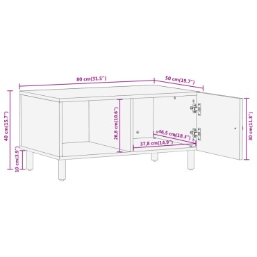 vidaXL Τραπεζάκι Σαλονιού 80x50x40cm από Μασίφ Ξύλο Ακακίας 1 τεμ.