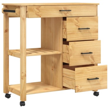 vidaXL Τρόλεϊ Κουζίνας MONZA 84x40x88,5cm από Μασίφ Ξύλο Πεύκου 1 τεμ.