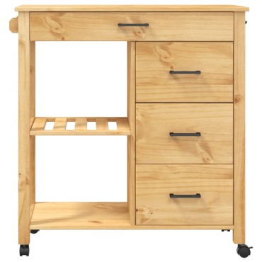 vidaXL Τρόλεϊ Κουζίνας MONZA 84x40x88,5cm από Μασίφ Ξύλο Πεύκου 1 τεμ.