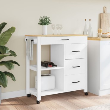 vidaXL Τρόλεϊ Κουζίνας MONZA 84x40x90cm από Μασίφ Ξύλο Πεύκου 1 τεμ.