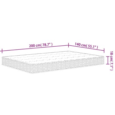 vidaXL Στρώμα με Bonnell Springs Μεσαία Σκληρότητα 140x190cm 1 τεμ. - Μονό