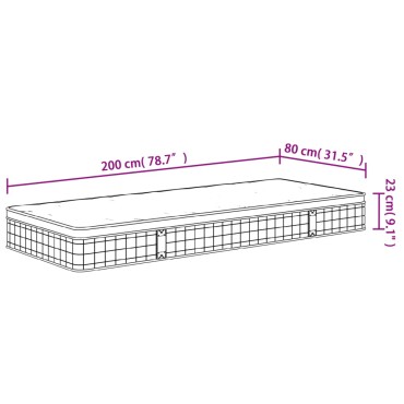vidaXL Στρώμα με Bonnell Springs Μεσαία Σκληρότητα 80x200cm 1 τεμ. - Μονό