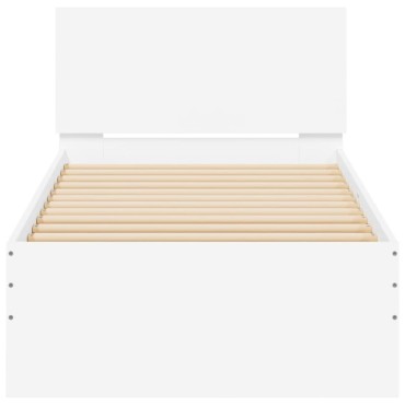 vidaXL Πλαίσιο Κρεβατιού με Κεφαλάρι Λευκό 90x200cm Επεξεργ. Ξύλο 1 τεμ. - Μονό