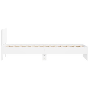 vidaXL Πλαίσιο Κρεβατιού με Κεφαλάρι Λευκό 90x200cm Επεξεργ. Ξύλο 1 τεμ. - Μονό