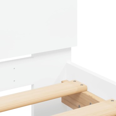 vidaXL Πλαίσιο Κρεβατιού με Κεφαλάρι Λευκό 90x200cm Επεξεργ. Ξύλο 1 τεμ. - Μονό